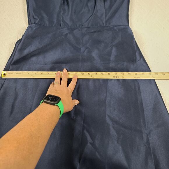 Alfred Sung D748 sweetheart neckline midnight blue strapless satin gown Size 12 - Picture 7 of 16